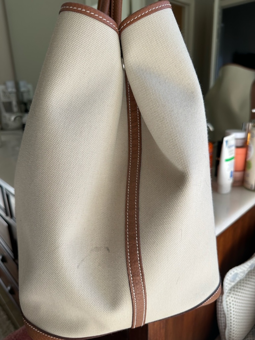 Hermes Garden Party Voyage 49 - Toile & Gold Negonda Palladium Hardware - Picture 16 of 17